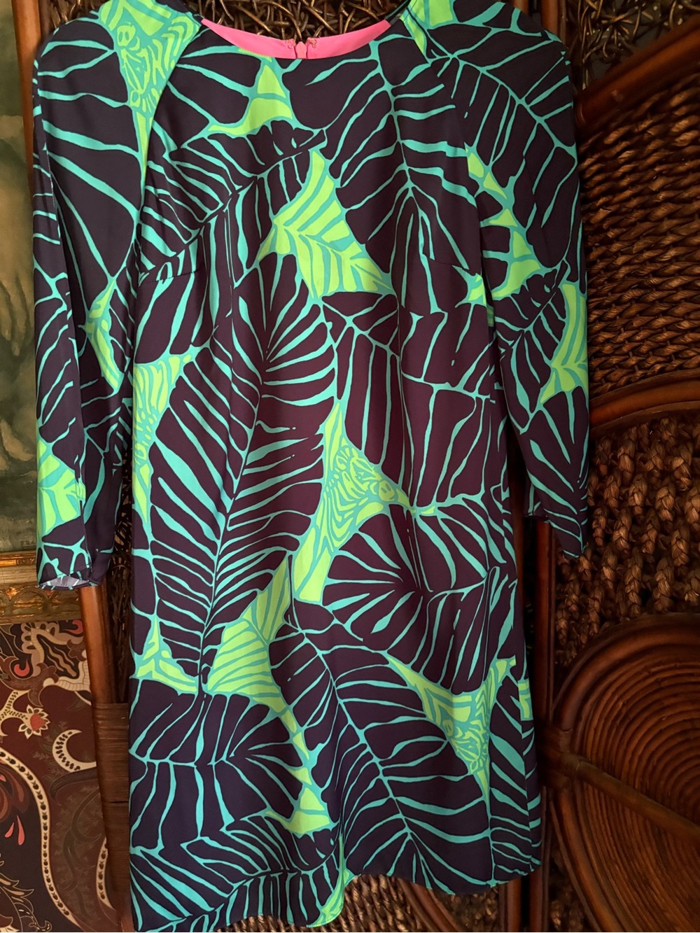 Lilly Pulitzer Tropical Palm Leaf Shift Dress Size 2 Resort Coastal Preppy